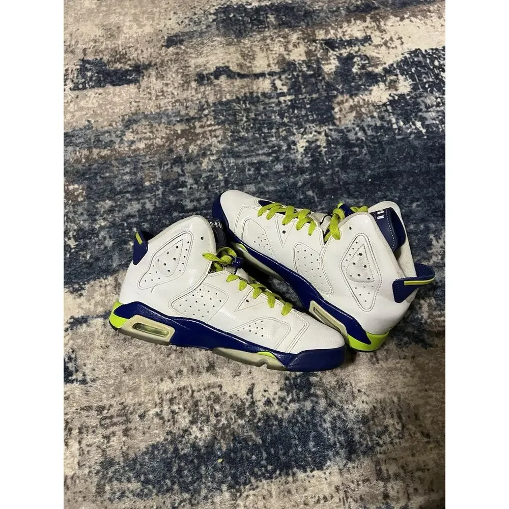Size 6.5y- Nike Jordan 6 Retro Fierce Green GG 2014 543390-108 Seahawks Green